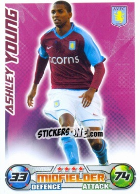 Sticker Ashley Young - English Premier League 2008-2009. Match Attax n. 28 - Topps