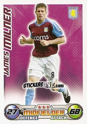 Sticker James Milner - English Premier League 2008-2009. Match Attax n. 31 - Topps