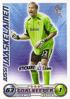 Cromo Jussi Jaaskelainen - English Premier League 2008-2009. Match Attax - Topps