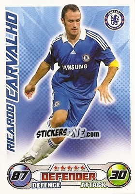 Sticker Ricardo Carvalho - English Premier League 2008-2009. Match Attax n. 76 - Topps