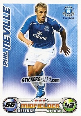 Sticker Phil Neville - English Premier League 2008-2009. Match Attax n. 98 - Topps