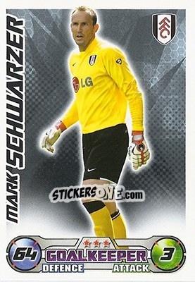 Sticker Mark Schwarzer - English Premier League 2008-2009. Match Attax n. 109 - Topps