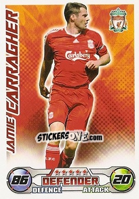 Sticker Jamie Carragher - English Premier League 2008-2009. Match Attax n. 147 - Topps