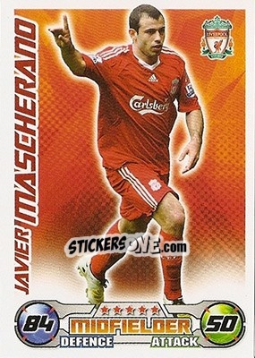 Sticker Javier Mascherano - English Premier League 2008-2009. Match Attax n. 153 - Topps