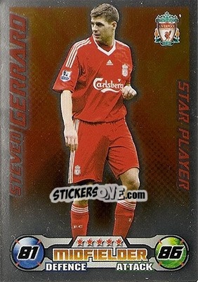 Sticker Steven Gerrard - English Premier League 2008-2009. Match Attax - Topps