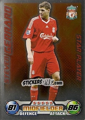 Sticker Steven Gerrard - English Premier League 2008-2009. Match Attax n. 161 - Topps