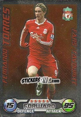 Sticker Fernando Torres - English Premier League 2008-2009. Match Attax n. 162 - Topps