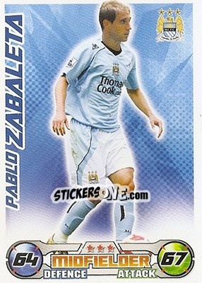 Sticker Pablo Zabaleta - English Premier League 2008-2009. Match Attax n. 174 - Topps