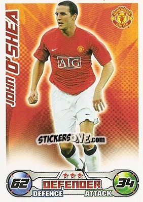 Sticker John O'Shea - English Premier League 2008-2009. Match Attax n. 182 - Topps