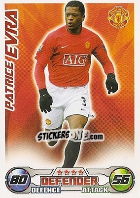 Sticker Patrice Evra - English Premier League 2008-2009. Match Attax n. 184 - Topps