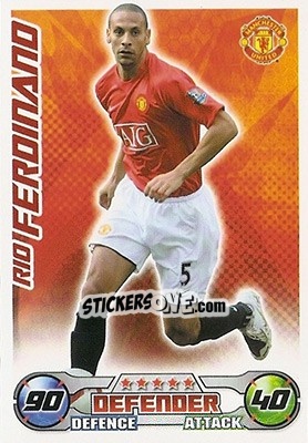 Sticker Rio Ferdinand - English Premier League 2008-2009. Match Attax n. 185 - Topps