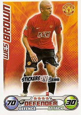 Sticker Wes Brown - English Premier League 2008-2009. Match Attax n. 186 - Topps