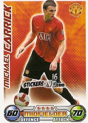 Sticker Michael Carrick - English Premier League 2008-2009. Match Attax n. 190 - Topps