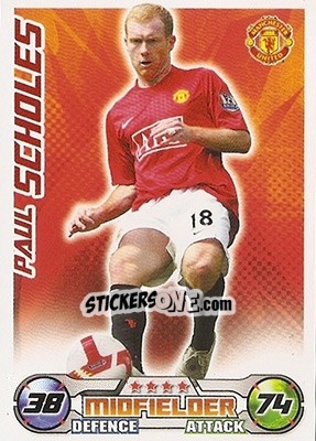 Sticker Paul Scholes - English Premier League 2008-2009. Match Attax n. 193 - Topps