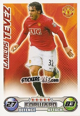 Sticker Carlos Tevez - English Premier League 2008-2009. Match Attax n. 195 - Topps