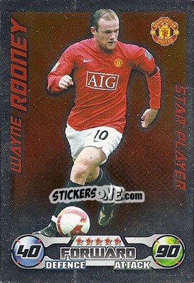 Sticker Wayne Rooney - English Premier League 2008-2009. Match Attax n. 198 - Topps