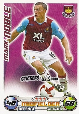 Sticker Mark Noble - English Premier League 2008-2009. Match Attax n. 333 - Topps