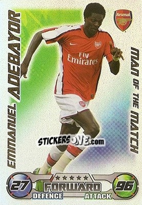 Figurina Emmanuel Adebayor - English Premier League 2008-2009. Match Attax - Topps