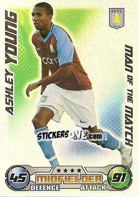 Sticker Ashley Young - English Premier League 2008-2009. Match Attax - Topps