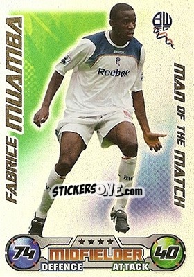 Sticker Fabrice Muamba - English Premier League 2008-2009. Match Attax n. 372 - Topps