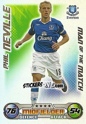 Sticker Phil Neville - English Premier League 2008-2009. Match Attax - Topps