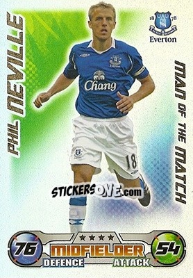 Sticker Phil Neville - English Premier League 2008-2009. Match Attax n. 377 - Topps