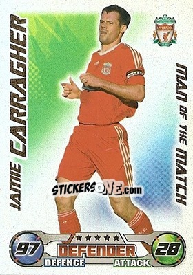 Sticker Jamie Carragher - English Premier League 2008-2009. Match Attax n. 385 - Topps