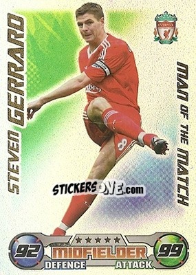 Sticker Steven Gerrard - English Premier League 2008-2009. Match Attax n. 386 - Topps
