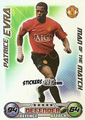 Sticker Patrice Evra - English Premier League 2008-2009. Match Attax n. 391 - Topps