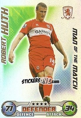 Sticker Robert Huth - English Premier League 2008-2009. Match Attax n. 394 - Topps