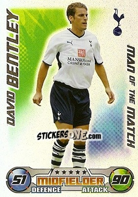 Sticker David Bentley - English Premier League 2008-2009. Match Attax n. 410 - Topps