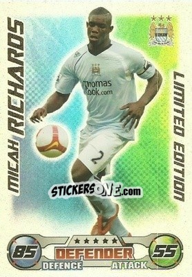 Sticker Micah Richards - English Premier League 2008-2009. Match Attax n. LE11 - Topps