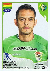 Cromo Jhasmani Campos - CONMEBOL Copa América Brasil 2019 - Panini