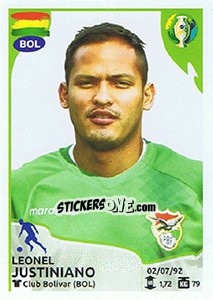 Sticker Leonel Justiniano - CONMEBOL Copa América Brasil 2019 - Panini