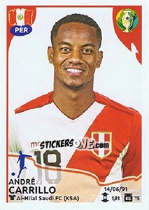 Cromo André Carrillo - CONMEBOL Copa América Brasil 2019 - Panini