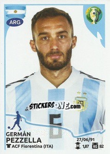 Sticker Germán Pezzella - CONMEBOL Copa América Brasil 2019 - Panini