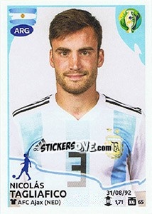 Figurina Nicolás Tagliafico - CONMEBOL Copa América Brasil 2019 - Panini