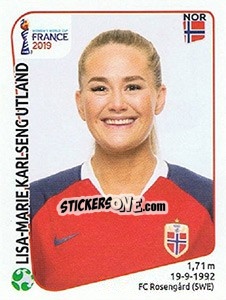 Figurina Lisa-Marie Karlseng Utland - FIFA Women's World Cup France 2019 - Panini