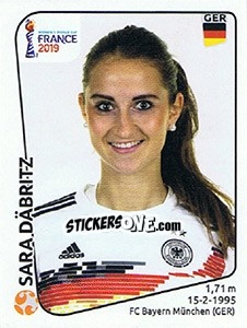Sticker Sara Däbritz - FIFA Women's World Cup France 2019 - Panini