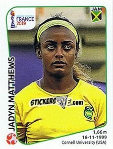 Sticker Jadyn Matthews - FIFA Women's World Cup France 2019 - Panini