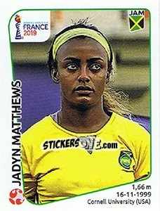 Cromo Jadyn Matthews - FIFA Women's World Cup France 2019 - Panini