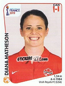 Sticker Diana Matheson - FIFA Women's World Cup France 2019 - Panini