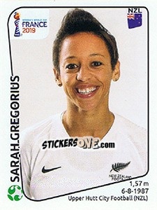 Figurina Sarah Gregorius - FIFA Women's World Cup France 2019 - Panini