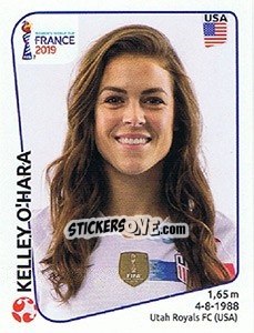 Cromo Kelley O'Hara - FIFA Women's World Cup France 2019 - Panini