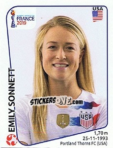 Sticker Emily Sonnett - FIFA Women's World Cup France 2019 - Panini