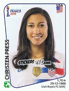 Sticker Christen Press - FIFA Women's World Cup France 2019 - Panini
