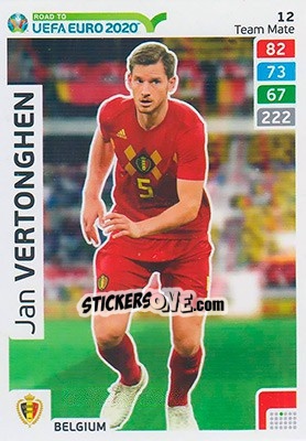 Sticker Jan Vertonghen - Road to UEFA Euro 2020. Adrenalyn XL n. 12 - Panini