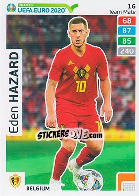 Sticker Eden Hazard - Road to UEFA Euro 2020. Adrenalyn XL n. 16 - Panini
