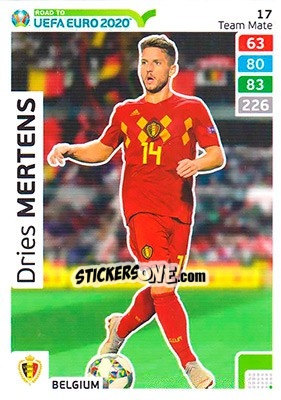 Sticker Dries Mertens - Road to UEFA Euro 2020. Adrenalyn XL n. 17 - Panini