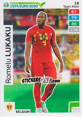 Sticker Romelu Lukaku - Road to UEFA Euro 2020. Adrenalyn XL n. 18 - Panini